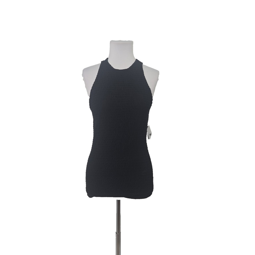 Black Ribbed Halter Tank Top